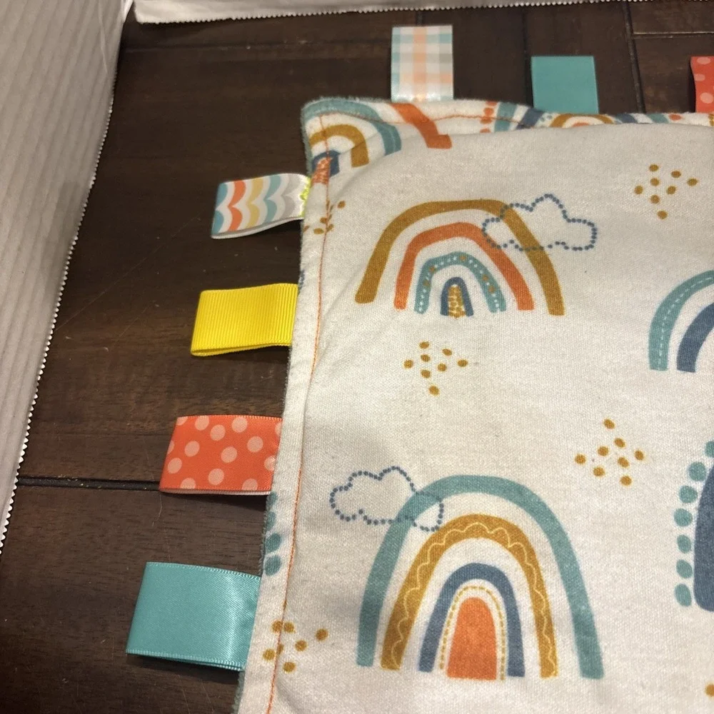 Mary‎ Meyer Taggies Baby Security Blanket Green Rainbows Fleece Comfort Rainbow